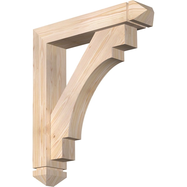 Ekena Millwork Merced Arts and Crafts Smooth Bracket w/ Offset Brace, Douglas Fir, 5 1/2"W x 26"D x 30"H BKT0604X26X30MRC03SDF - main